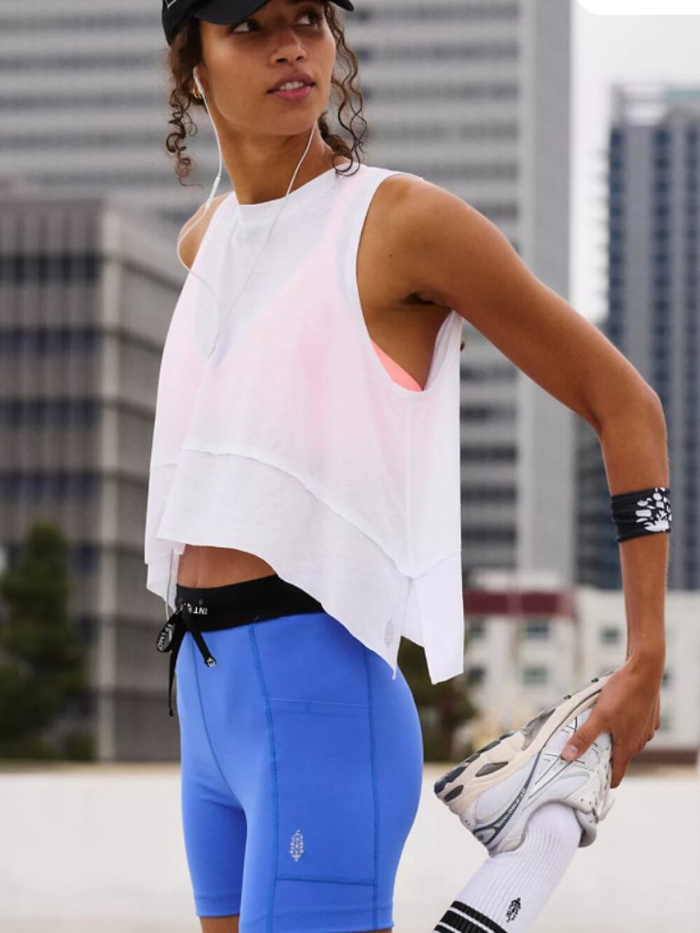 Free People Movement Tempo short sleeve tee white sheer L